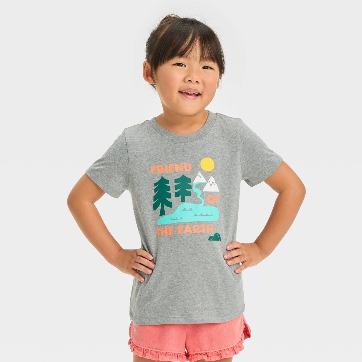 Toddler Girls' 'Friend Of The Earth' Short Sleeve T-Shirt - Cat & Jack™ Gray | Target