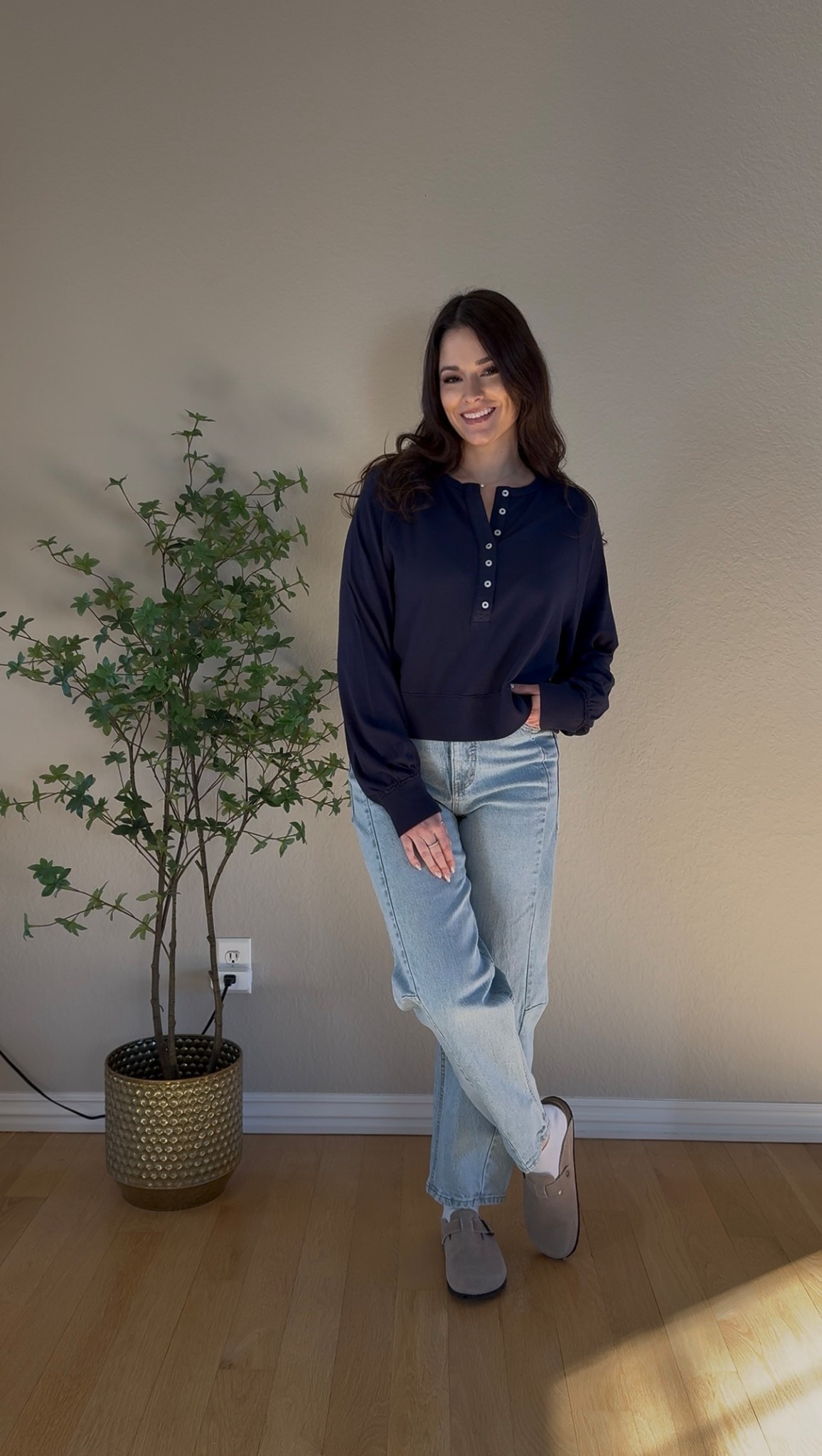 a casual outfit I’ll be wearing when I don’t know what to wear. I wasn’t a huge fan of barrel jeans on me but I love how these look. Not too much for me. This button Henley is super soft and comfy. It will also make a great layering piece! It’s 70% off too! 

Spring outfit, barrel jeans, henley top, Birkenstock clogs outfit, look for less, sale, denim jeans, jeans outfit 

#LTKootd #LTKSaleAlert #LTKU