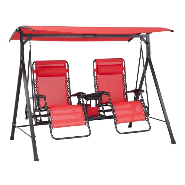 Mainstays Zero-Gravity Steel Porch Swing - Red/Black - Walmart.com | Walmart (US)