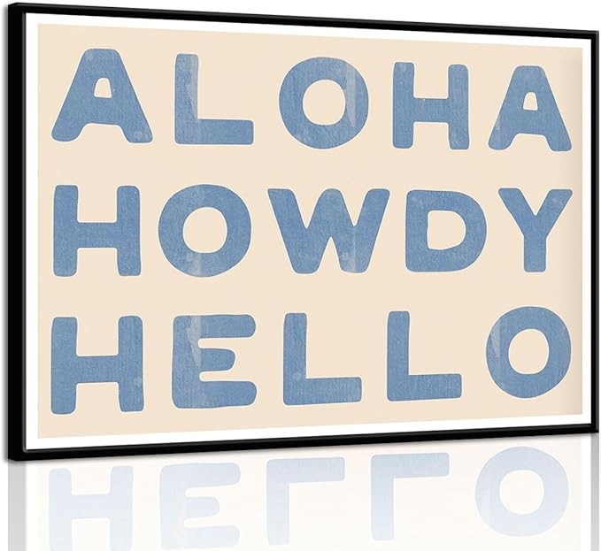 Aloha Howdy Hello Wall Art, Trendy Western Coastal Cowgirl Room Aesthetic Canvas Poster,Preppy Bl... | Amazon (US)
