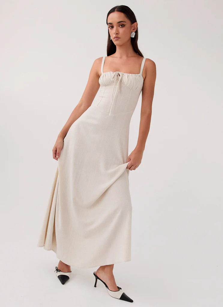 Mimi Linen Maxi Dress - Oatmeal | Peppermayo (Global)