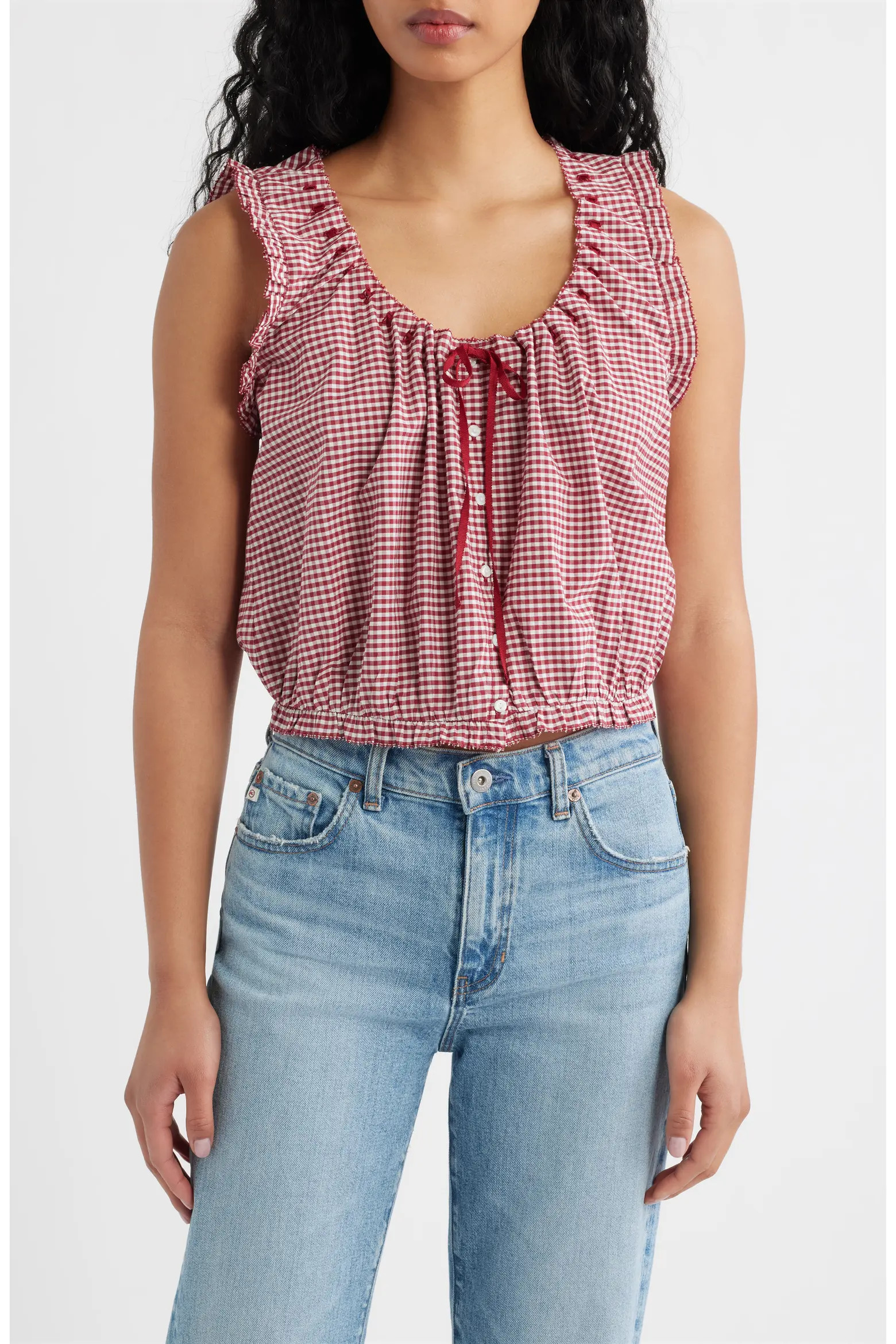 DÔEN Traveler Organic Cotton Gingham Top (Women) | Nordstrom | Nordstrom
