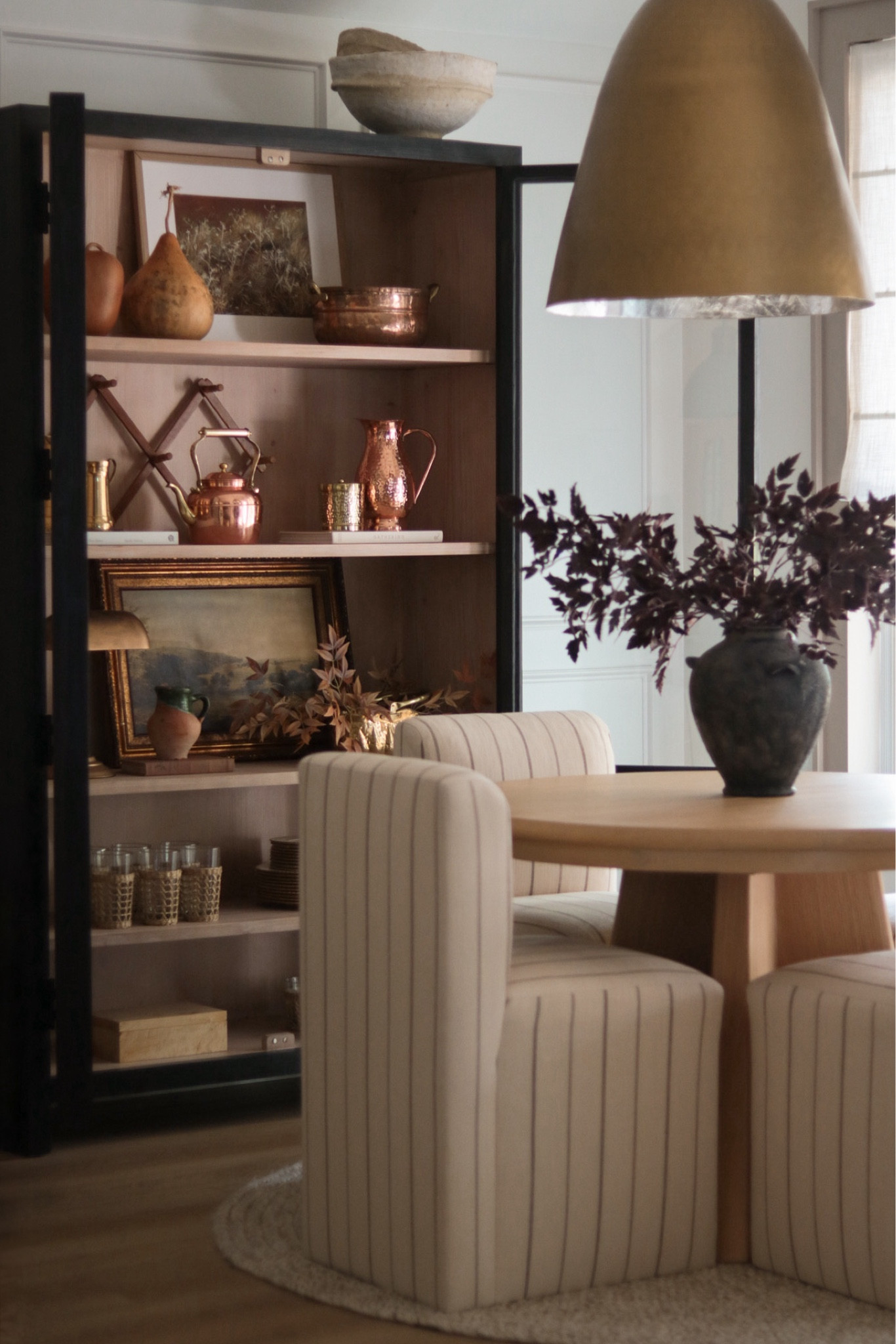 Autumn Breakfast Nook & Display Cabinet Styling 🍁

Display Cabinet, Shelf Styling, Shelf Decor, Glass Cabinet, Faux Stems, Afloral, Rustic Vase, Black Vase, Round Dining Table, Dining Chairs, Copper Tea Kettle, Antiques, Brass Lamp, Faux Pumpkin, Faux Gourd, Fall Print, Frame, Copper Pitcher, Vintage Print, North Print, Landscape Print, McGee and Co, Amber Interiors, Jute Woven Rug, Round Rug, Brass Light Fixture, Brass Dome Light

#LTKHome #LTKSeasonal #LTKFindsUnder50