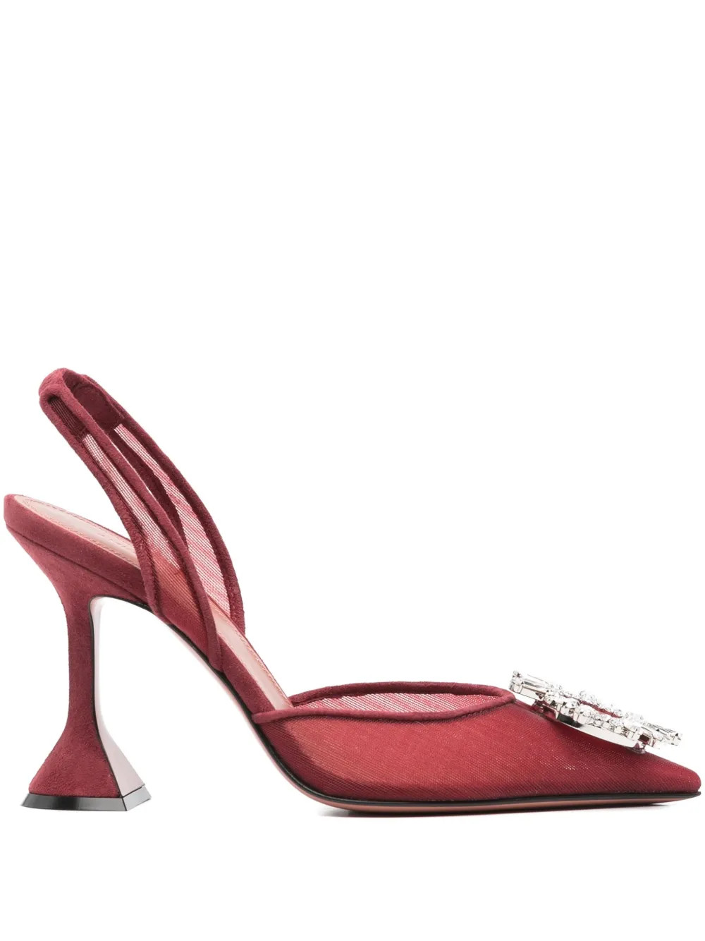 Amina Muaddi 95mm Begum Embellished Slingback Pumps | Red | FARFETCH ID | Farfetch Global