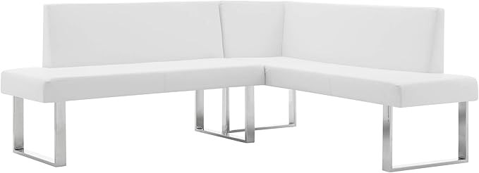 Armen Living Amanda Sectional in White and Chrome Finish 79.5"x58"x22" | Amazon (US)