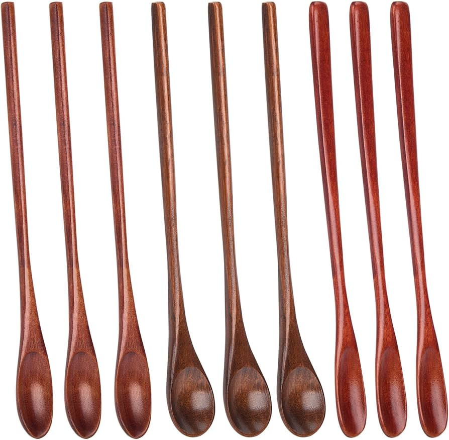 HANSGO 9PCS Wooden Honey Spoons, Mixing Coffee spoon with Long Handle for Jam Dessert Stirring | Amazon (US)