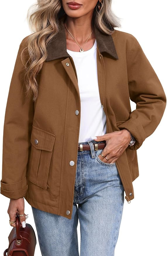 ELLEVEN Women's Padded Barn Jacket Oversized Utility Coat with Pockets | Amazon (US)