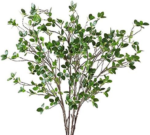Htmeing Artificial Eucalytus Green Branches Faux Ficus Twig Home Office Shop Decoration (2PCS) | Amazon (US)