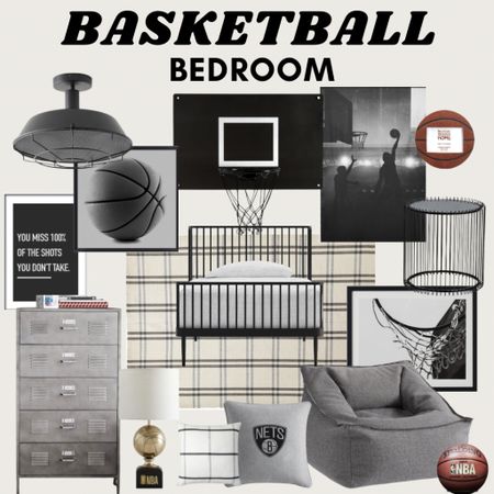 Elevate your middle schooler or high schooler's bedroom with a timeless, basketball-inspired makeover that combines classic elements with a sporty twist. Here's a design board to help you achieve the perfect balance. #boysroom #basketballroom #boysbedroomideas

#LTKfamily #LTKkids #LTKstyletip