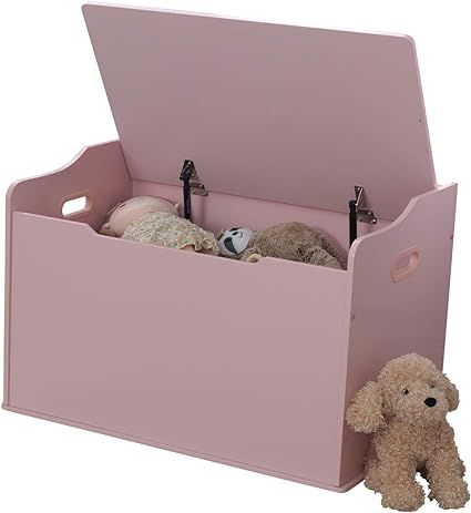 KidKraft Austin Wooden Toy Box/Bench with Safety Hinged Lid - Pink, Gift for Ages 3+, Amazon Excl... | Amazon (US)