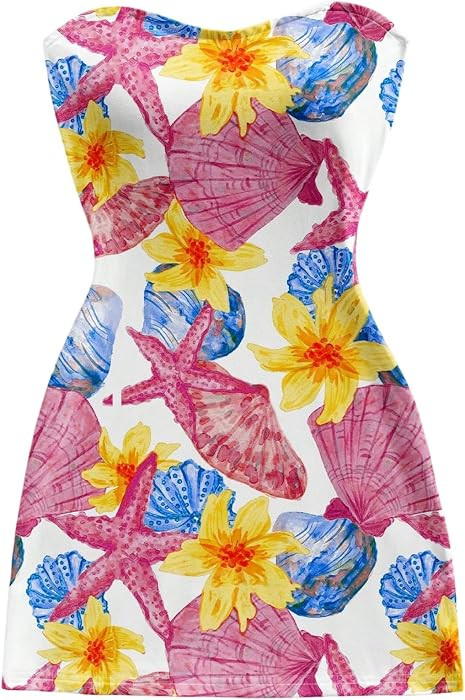 Verdusa Women's Boho Floral Strapless Tube Dress Sleeveless Mini Bodycon Dresses Vacation Outfits | Amazon (US)