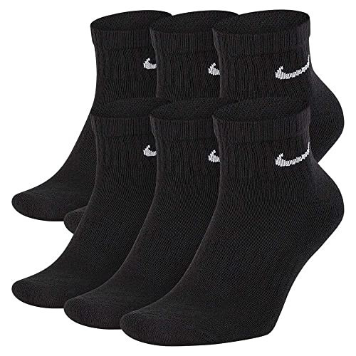 Nike Unisex Everyday Cushioned Training Ankle Socks (6 Pairs), Black/White, Small | Amazon (US)