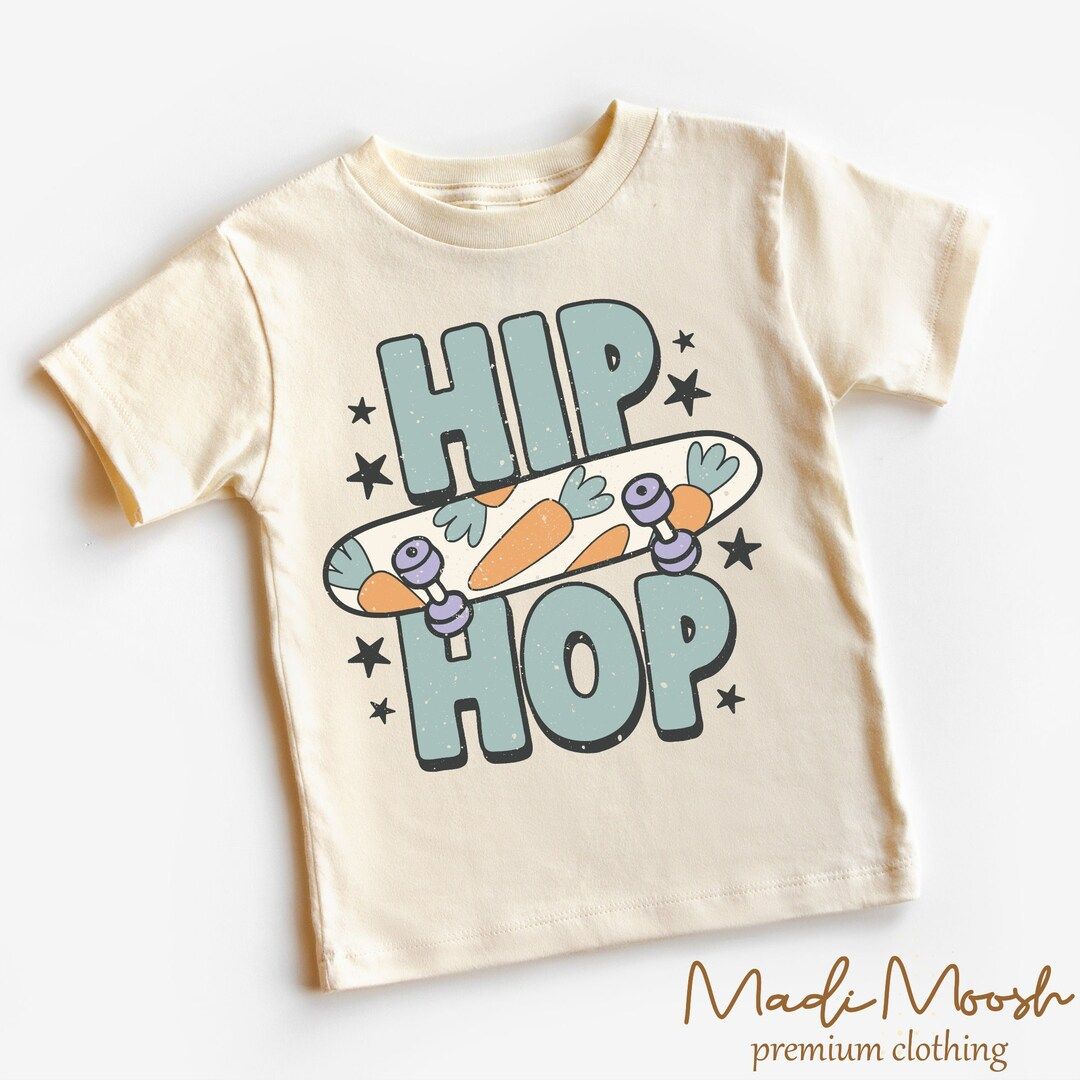 Hip Hop Kids Easter Shirt Too Hip to Hop Skateboard Toddler Tee Natural Kids Shirt - Etsy | Etsy (US)