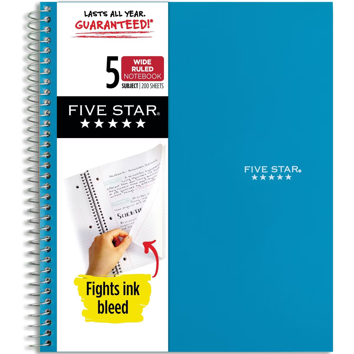 Five Star 5 Subject Wide Ruled Spiral Notebook (Colors May Vary) | Target