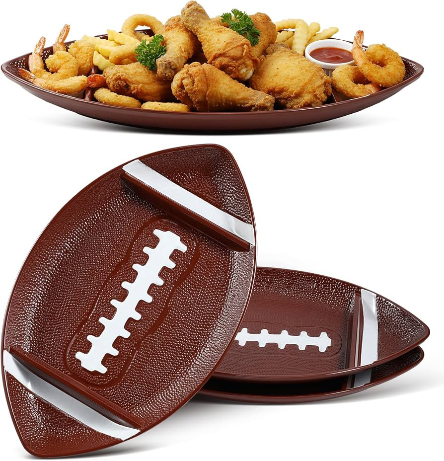 FoldTier 3 Pcs 16 Inch Football Serving Trays Reusable Football Snack Trays | Amazon (US)