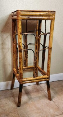 Vintage Handmade Natural Tortoise Bamboo Pedestal Plant Stand, 100% Sustainable   | eBay | eBay US