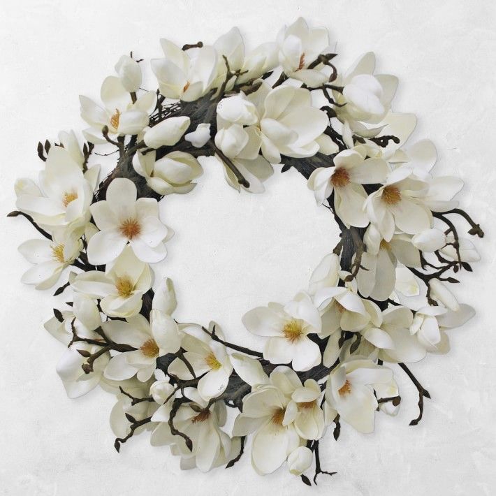 Faux Japanese Magnolia Wreath, 24" | Williams-Sonoma