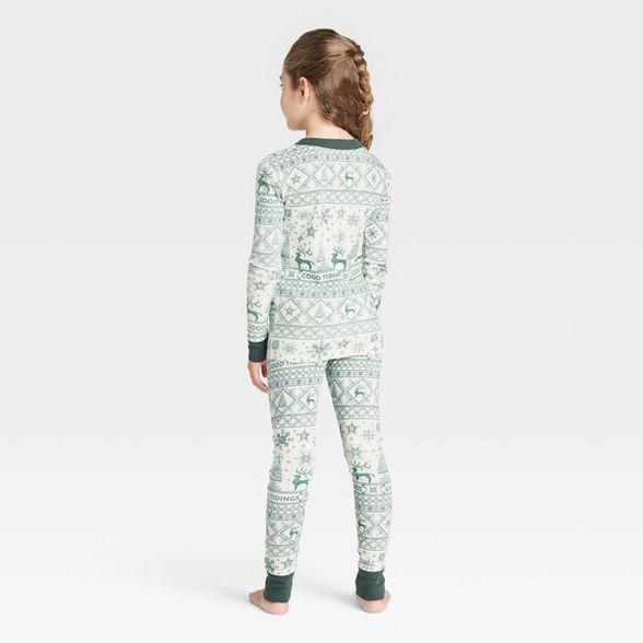 Kids' Reindeer Good Tidings 2pc Pajama Set Green/Cream - Hearth & Hand™ with Magnolia | Target