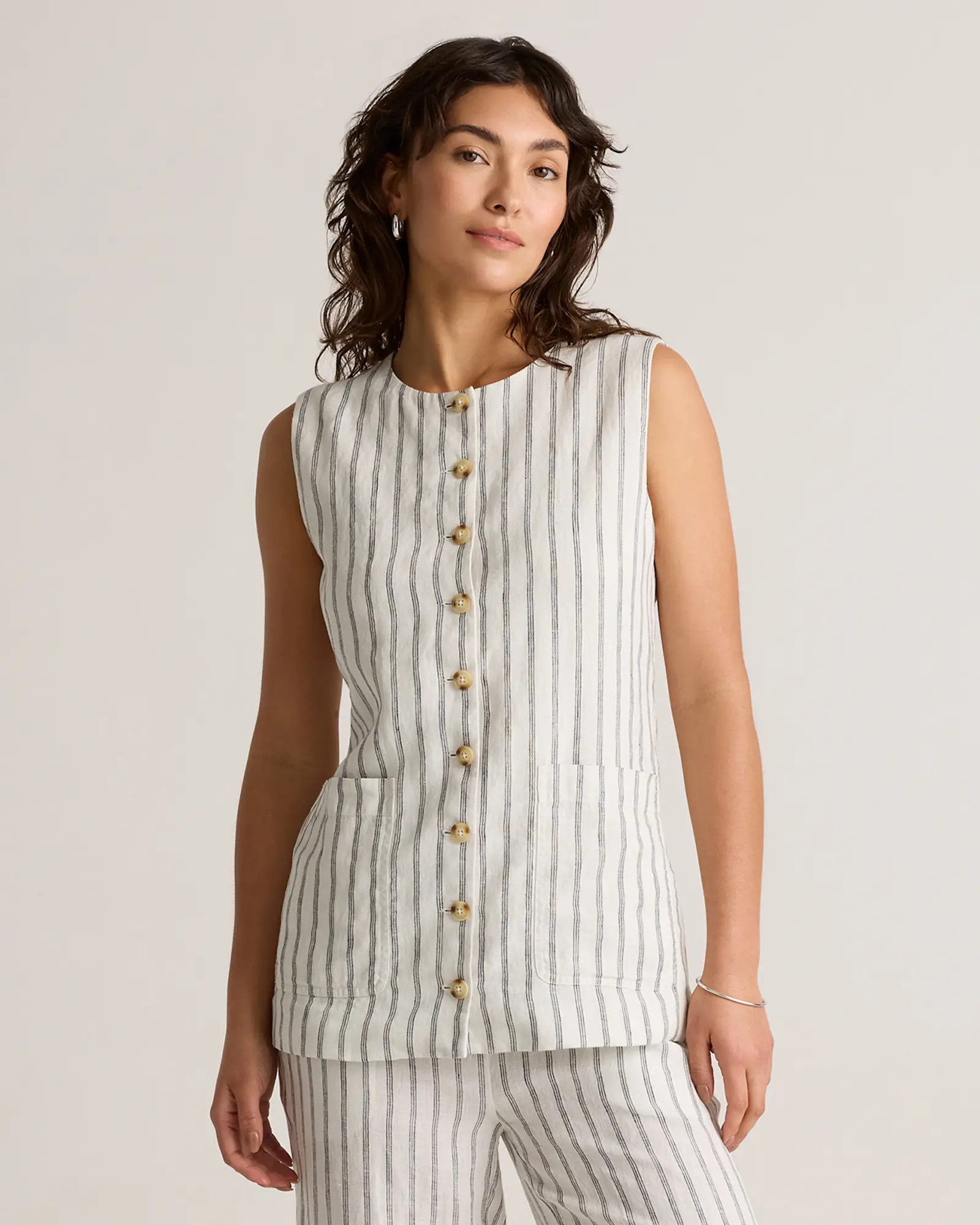 100% European Linen Longline Vest | Quince