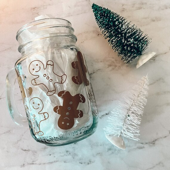Gingerbread Glass Mug | Gingerbread Man Glass Mug | Holiday Themed Glass Mug | Christmas Glass Mu... | Etsy (US)