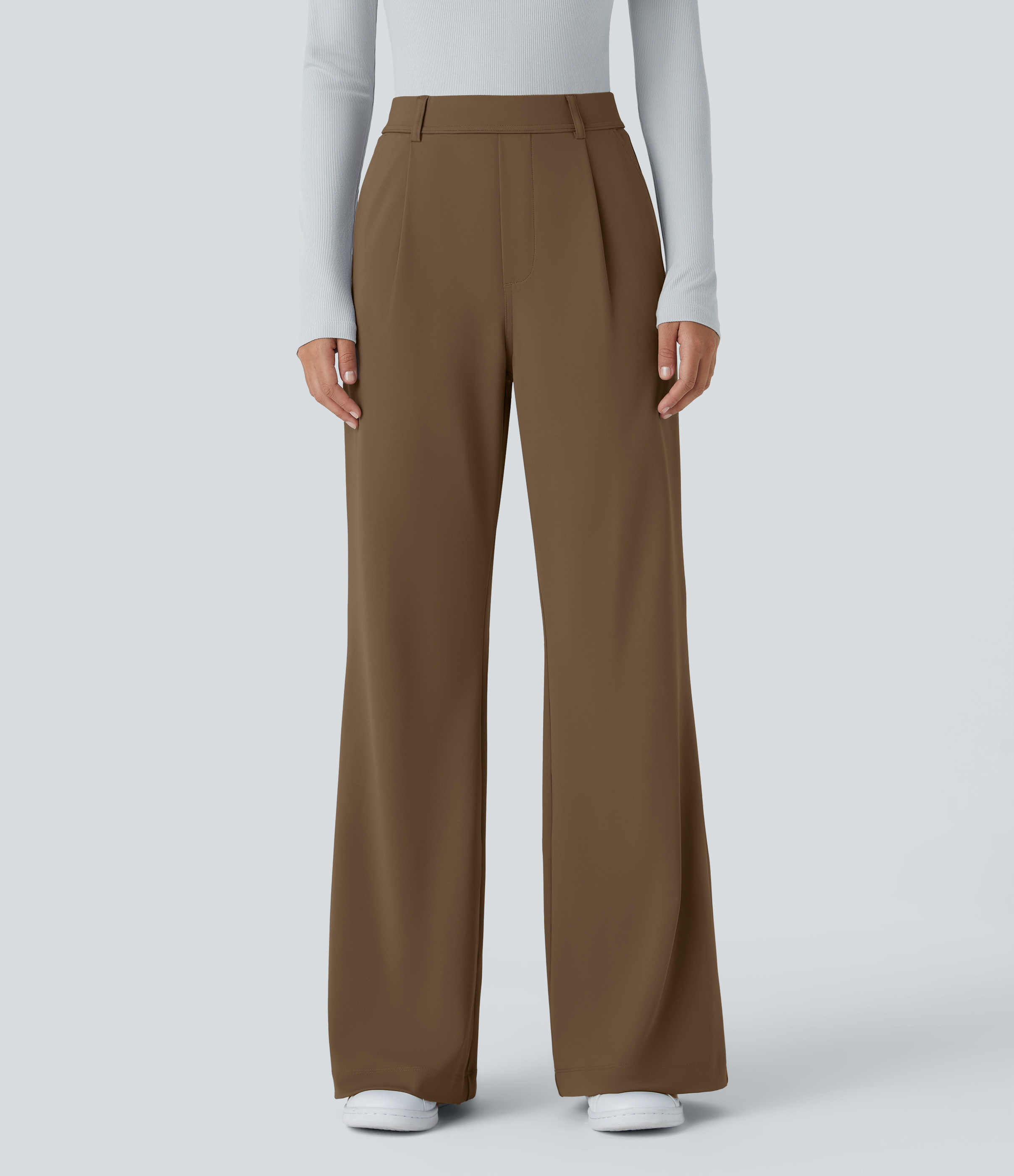 Halara High Waisted Pocket Work Flare Pants - Sepia - L(tall) sweatpants jogger pants stacked sweatpants cargo joggers | HALARA