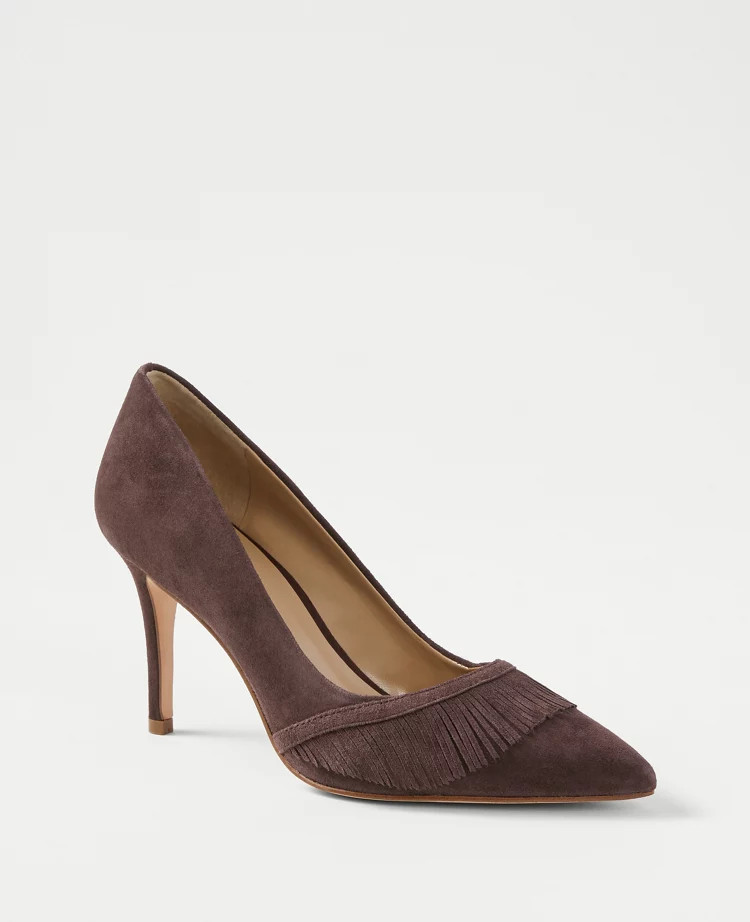Fringe Suede High Heel Pumps | Ann Taylor (US)