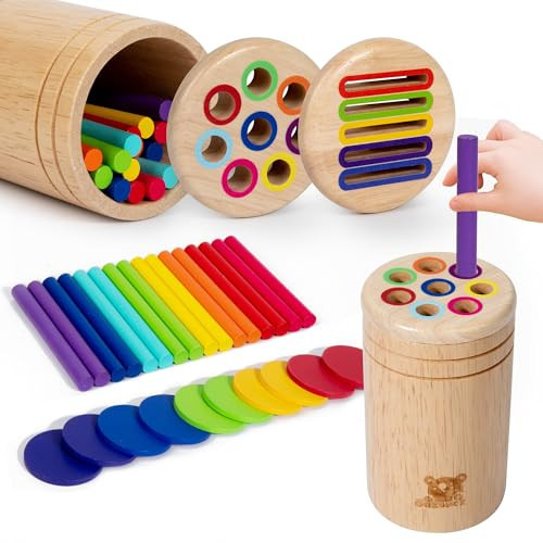oazoxcx Wooden Learning Color Sorting Toys for Toddlers Sensory Sorting Coin Box Toys for Toddlers 1-3 Fine Motor Skills and Matching Games for Toddler Learning Toys | Amazon (US)