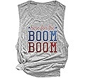 Women's Here for The Boom Tanks Tops 4th of July Shirts Graphic Tee Patriotic Independence Day Sl... | Amazon (US)
