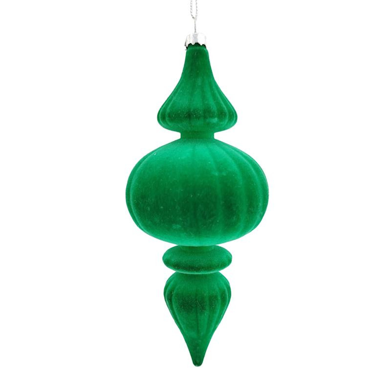 Green Flocked Finial Ornament, 7" | At Home