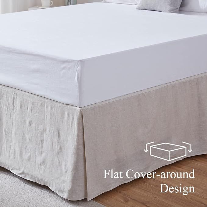Simple&Opulence Belgian Linen Bed Skirt with Classic 14 inch Tailored Drop Dust Ruffle, Easy Fit ... | Amazon (US)