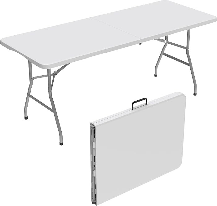 Allpop 6Ft Folding Table for Indoor Outdoor, Fold-in-Half Portable Plastic Dining Table with Carr... | Amazon (US)