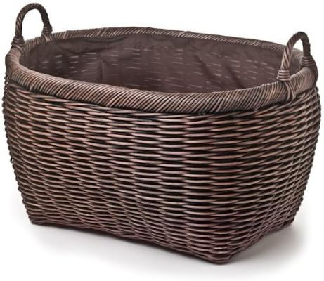 The Basket Lady Oval Wicker Laundry Basket, 25 in L x 19 in W x 14 in H (17 in overall H), Antiqu... | Amazon (US)