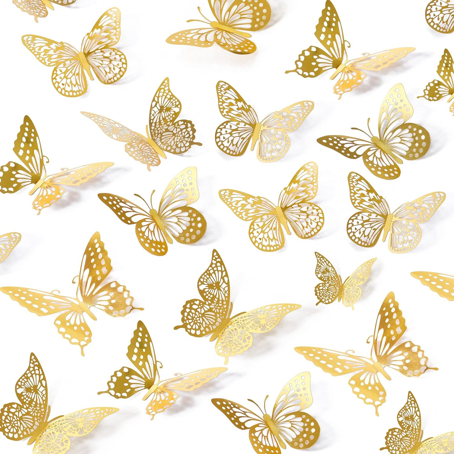 SAOROPEB 3D Butterfly Wall Decor 48 Pcs 4 Styles 3 Sizes, Gold Butterfly Decorations for Butterfl... | Amazon (US)