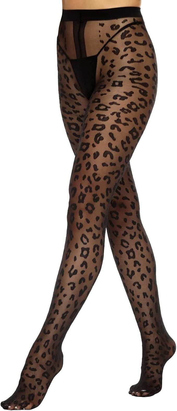 MANZI Medias transparentes con estampado de lunares y corazones de leopardo para mujer, medias de... | Amazon (US)