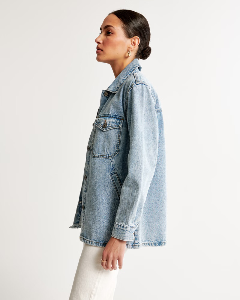 Oversized Denim Shirt Jacket | Abercrombie & Fitch (US)