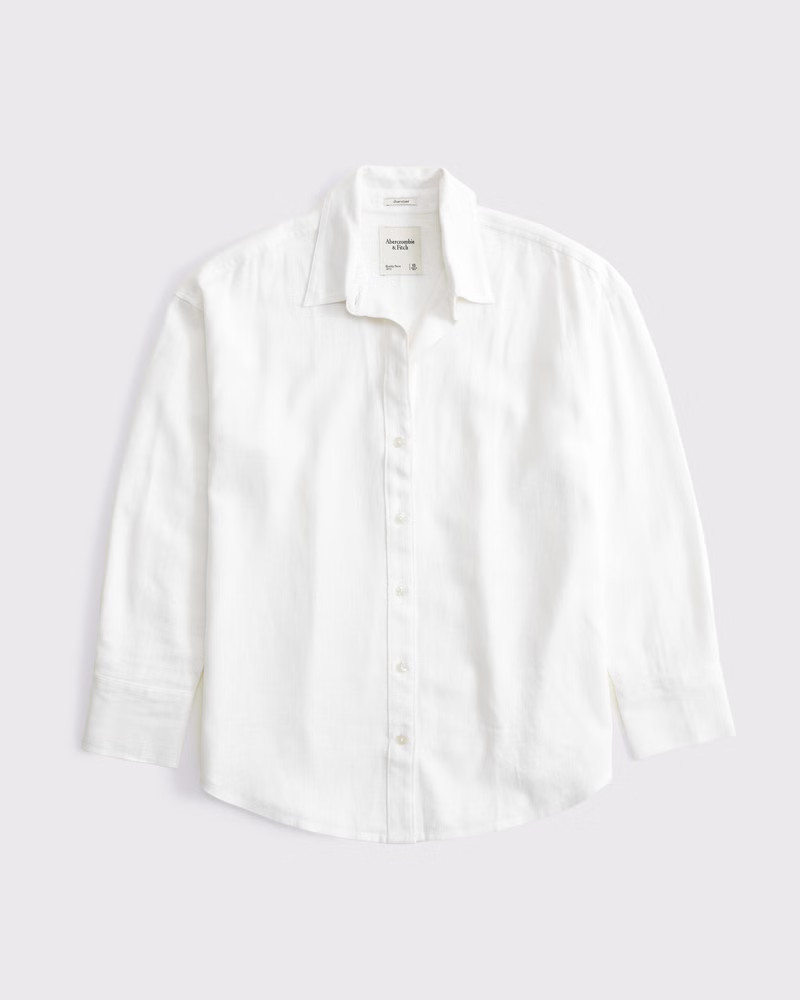 Abercrombie & Fitch Women's Oversized Linen-Blend Shirt in White - Size S | Abercrombie & Fitch (US)