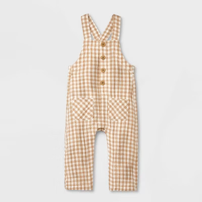 Babys' Gingham Overalls - Cat & Jack; Cream | Target