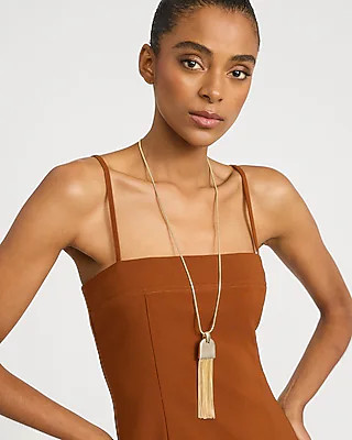 Express Women's Fringe Pendant Necklace in Gold | Express