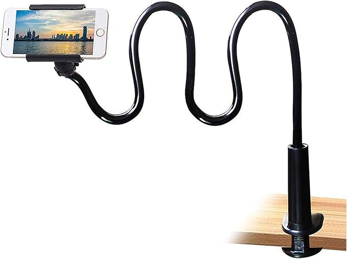 Cell Phone Clip on Stand Holder - with Grip Flexible Long Arm Gooseneck Bracket Mount Clamp for i... | Amazon (US)
