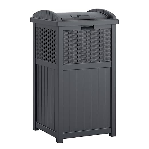 Suncast 33 Gallon Wicker-Style Hideaway Trash Can with Secure Latching Lid and Weather-Resistant ... | Amazon (US)