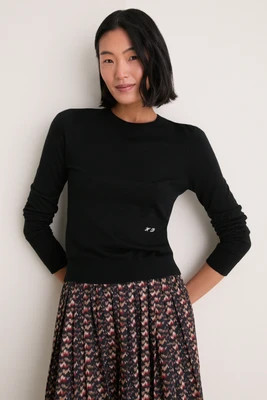 Black Cashmere Silk Long Sleeve Katie Tee | Tuckernuck (US)