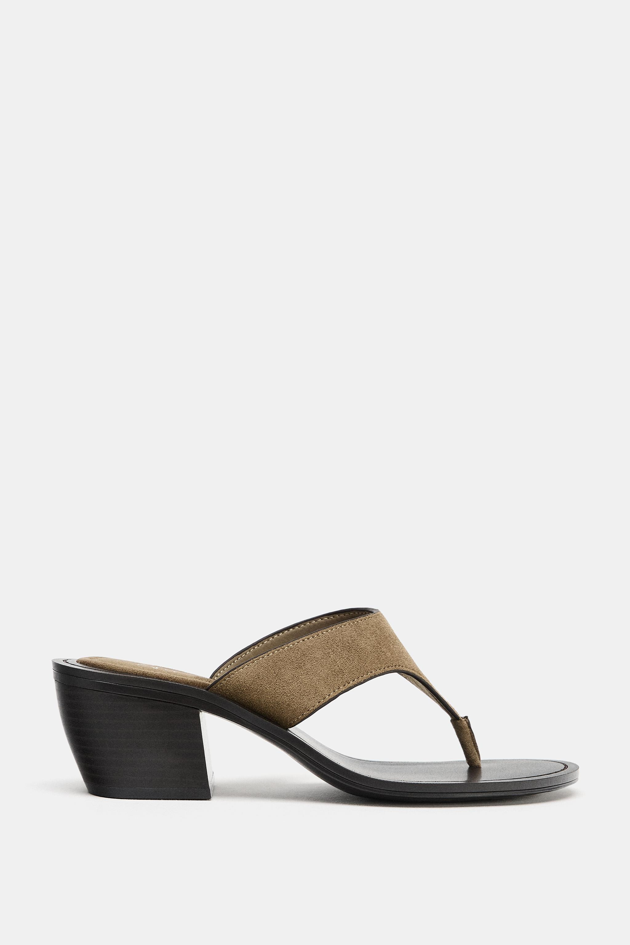 SUEDE BLOCK HEEL SANDALS | Zara US
