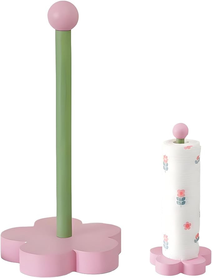 Paper Towel Holder Countertop, Cute Decorative Wooden Standing Paper Towel Roll Holder for Kitche... | Amazon (US)