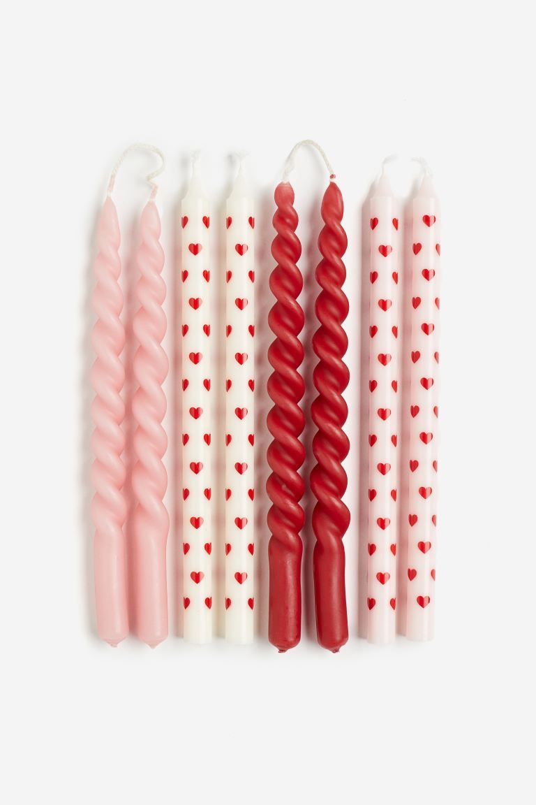 8-pack Narrow Taper Candles - Light pink/red - Home All | H&M US | H&M (US + CA)