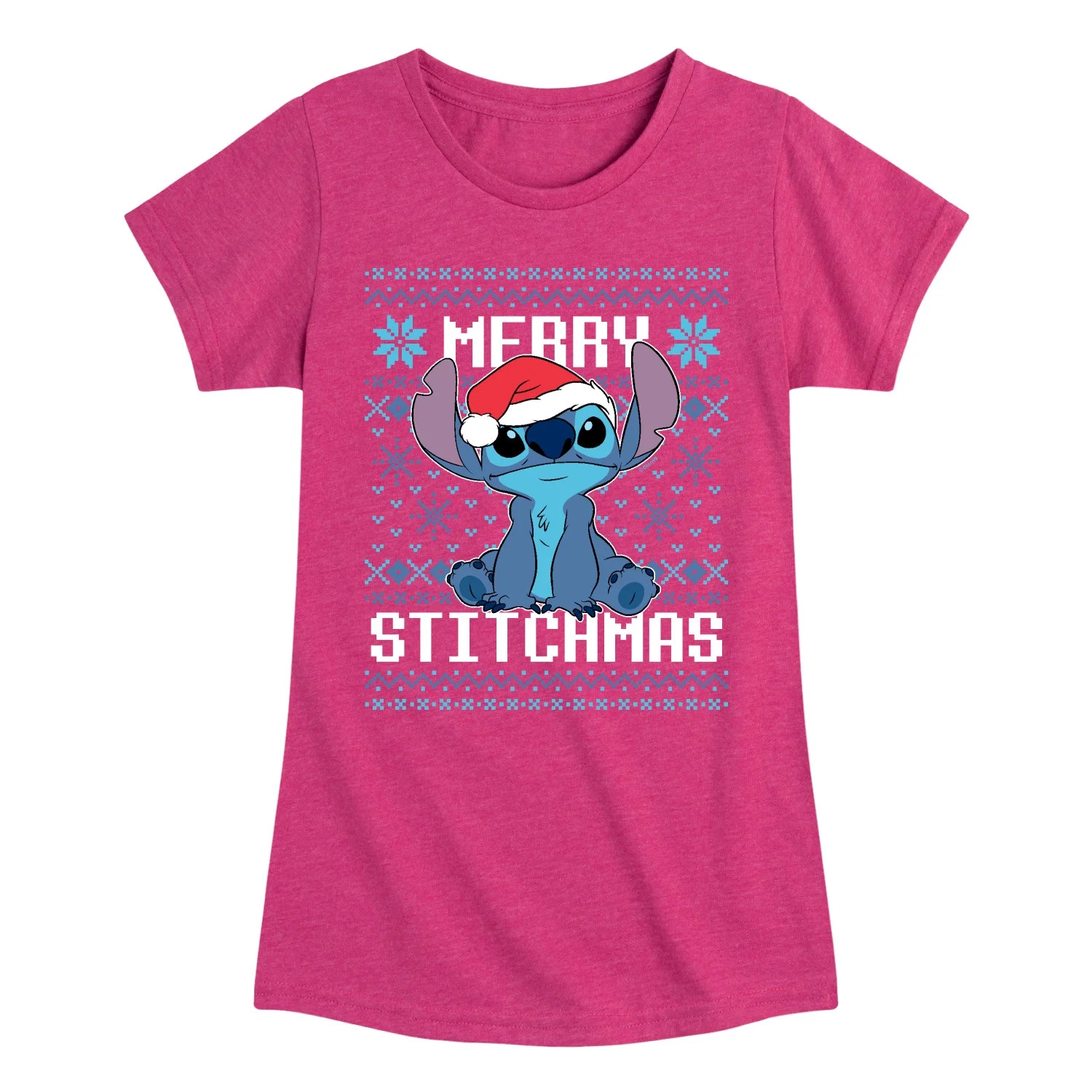 Lilo & Stitch - Merry Stitchmas Christmas Cross stitch - Girls Fitted Short Sleeve Graphic T-Shir... | Walmart (US)