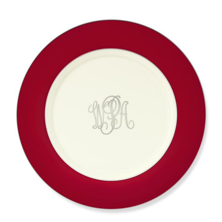 Pickard Color Sheen Charger Plate, Red Platinum, Monogrammed | Williams-Sonoma