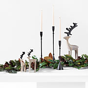 Wooden Reindeer and Taper Holder Holiday Tablescape Set | Crate & Barrel | Crate & Barrel