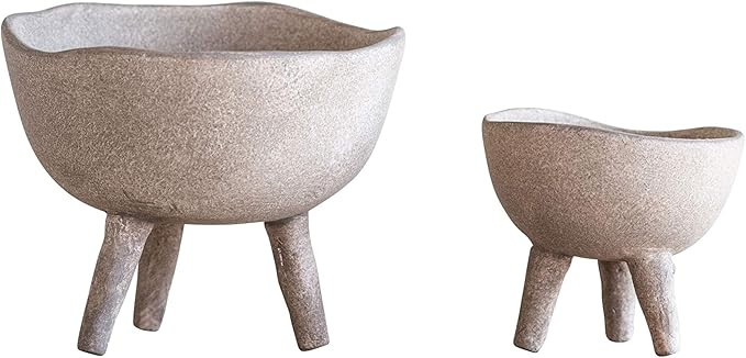 Creative Co-Op Large Matte Taupe Terracotta Footed Planter | Amazon (US)