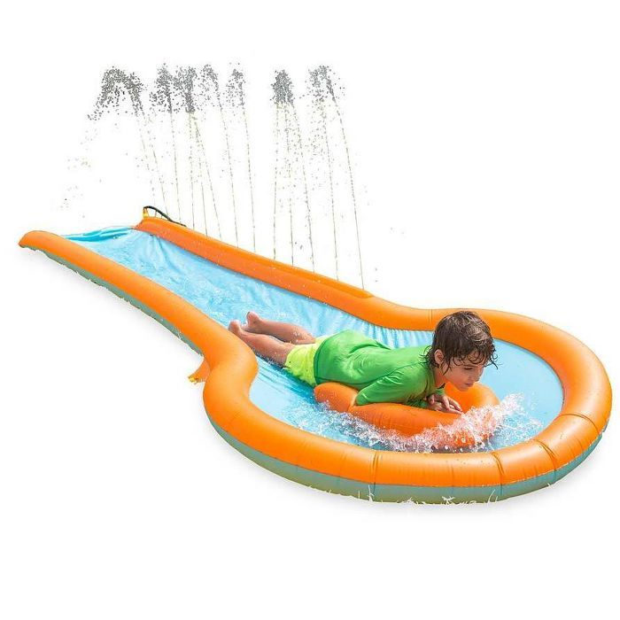 HearthSong 12'L Inflatable Water Slide with 3'W Splash Pool and Two Inflatable Speed Boards | Target