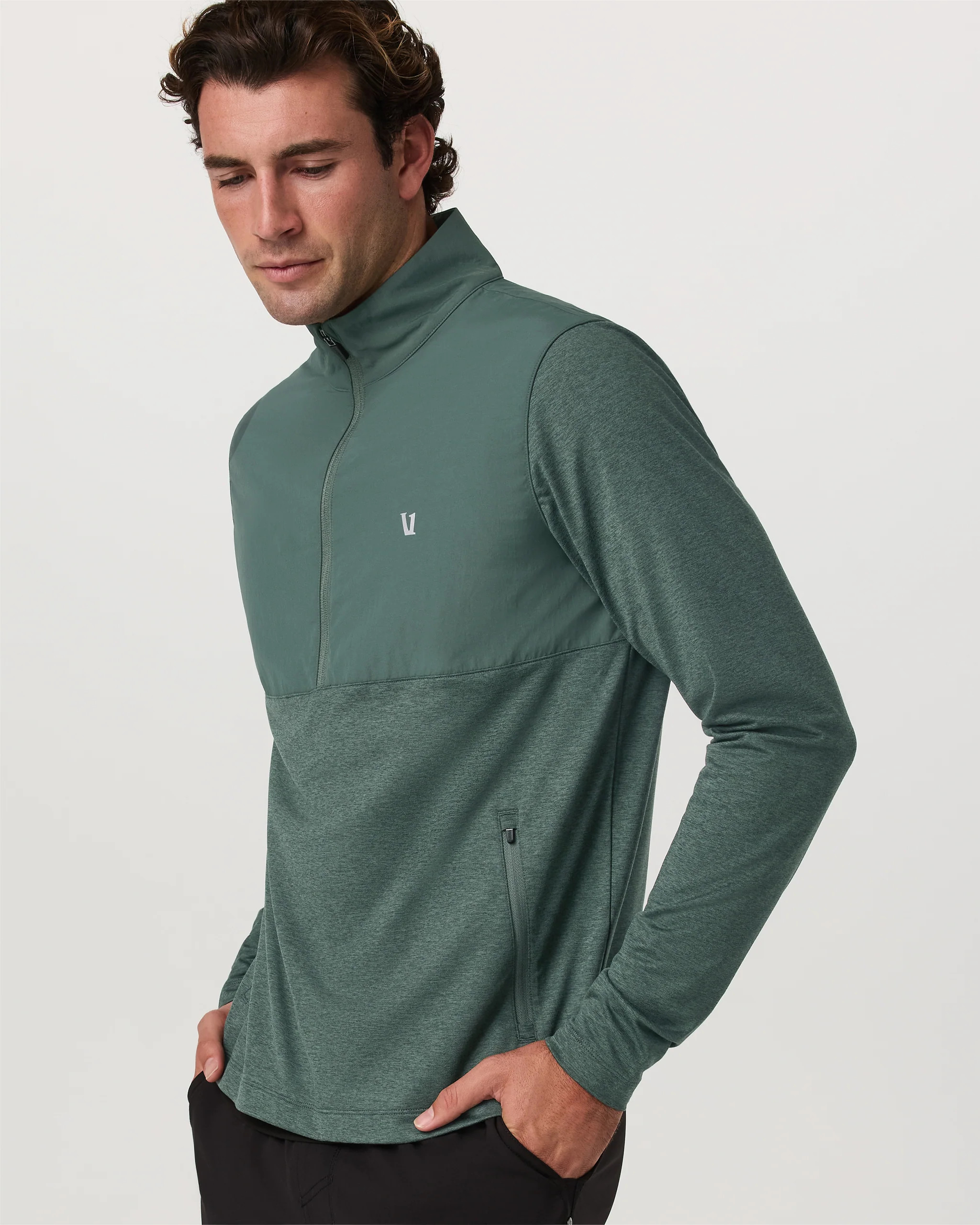 Sunday Element 1/2 Zip | Agate Green Heather Pullover | Vuori | Vuori Clothing (US & Canada)